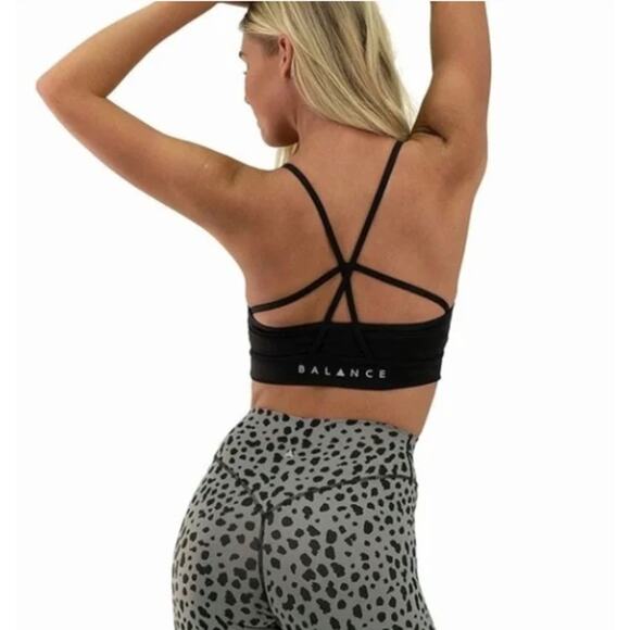 Balance Athletica Black Strappy Sports Bra Size S - Picture 2 of 6